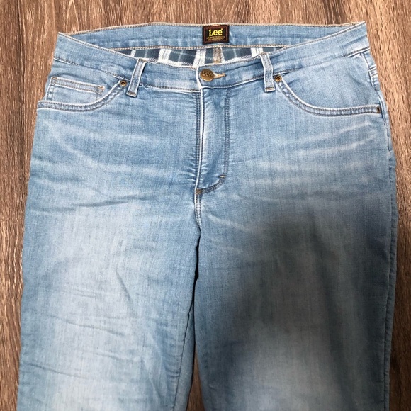 Lee Flannel Lined Blue Jeans Straight Leg Comfort Fit Size - Picture 2 of 9